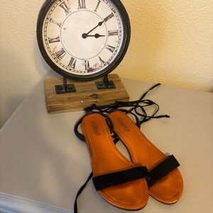 SandalUp Black Lace Up Wrap Sandals Women’s Size‎ 9 Boho Flat